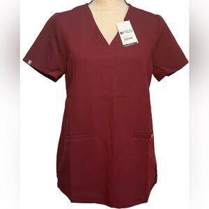 💜❤️ FIGS Casma™ Three-Pocket Scrub Top. Burgundy. Size Small. NWT